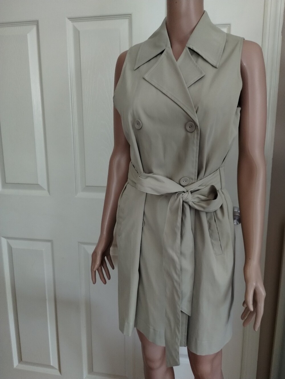 Foravi Lightweight Trench Coat Dress in Beige Medium